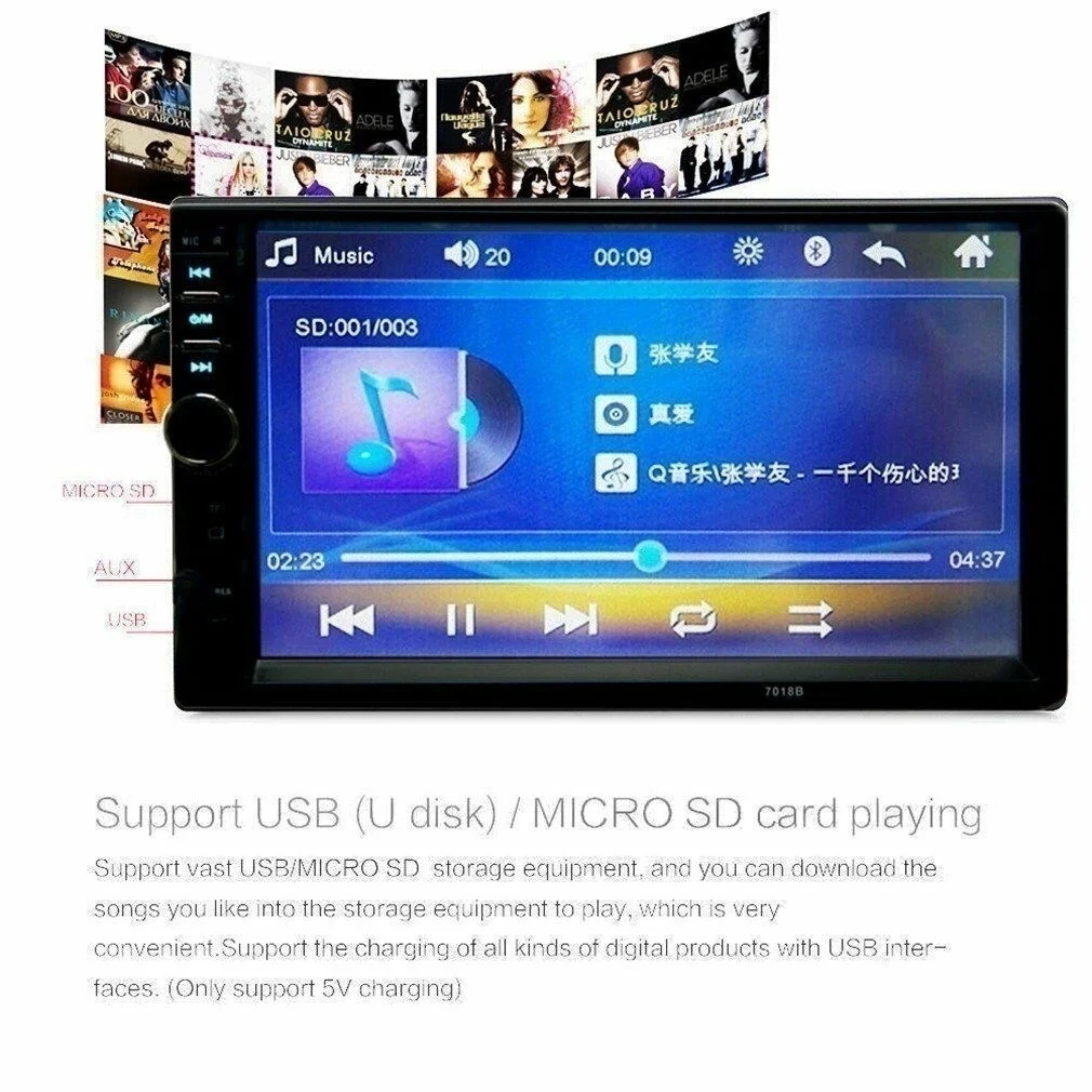 Авторадио 7 ''стерео, сенсорный экран двойной 2Din Bluetooth MP5 AUX FM в тире