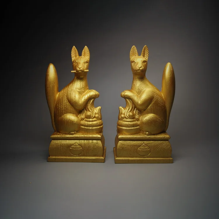 Camphor Wood Inari OKI God of Fox посыльный мифологическая статуя Будды скульптура Shinto домашний декор|Статуи и скульптуры|