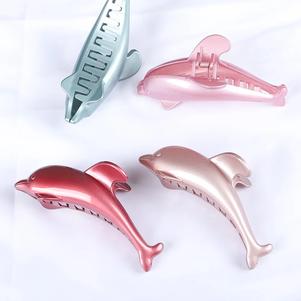 女性と女の子のためのプラスチック製のヘアクリップ,イルカの形