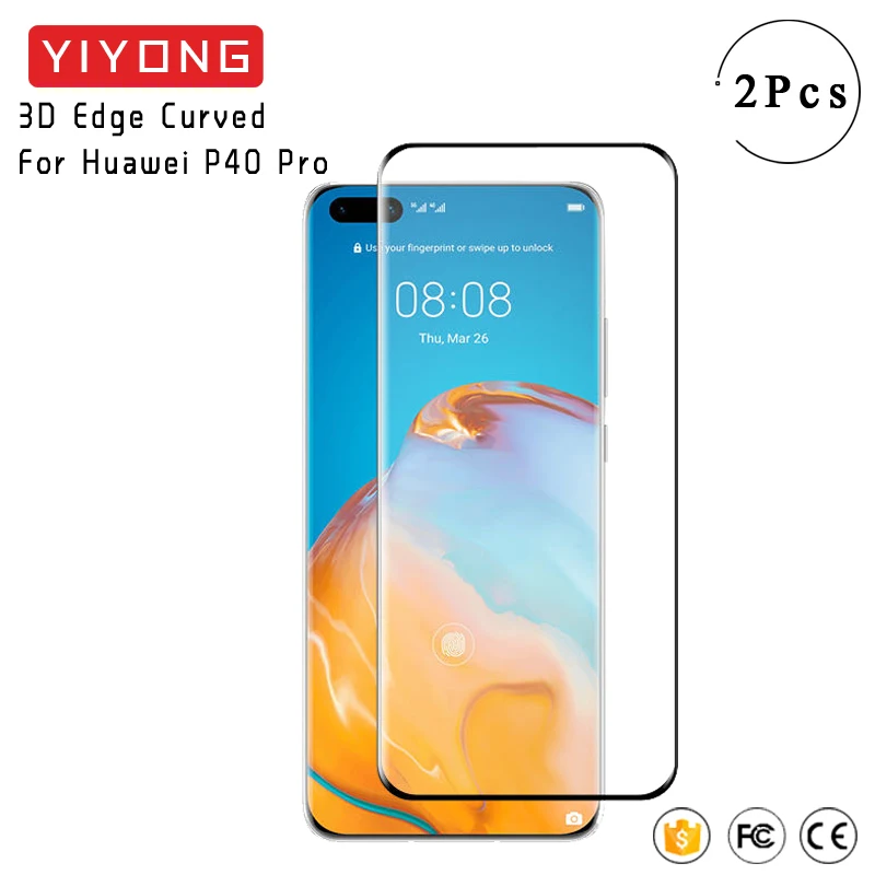 YIYONG 3D Edge Curved Glass For Huawei P40 Pro Plus + Tempered Screen Protector Mate 40 20 30 P30 | Мобильные телефоны и