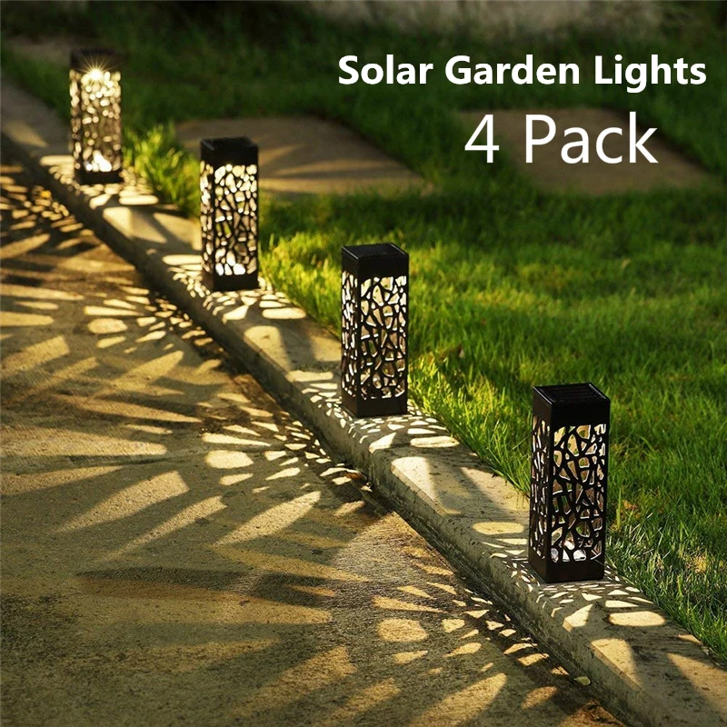 4 Pack Solar Lawn Light Garden Decoration Hollow Lawn Lamp Outdoor Soalr Garden Lights Pathway Light Garden Solar Garden Light