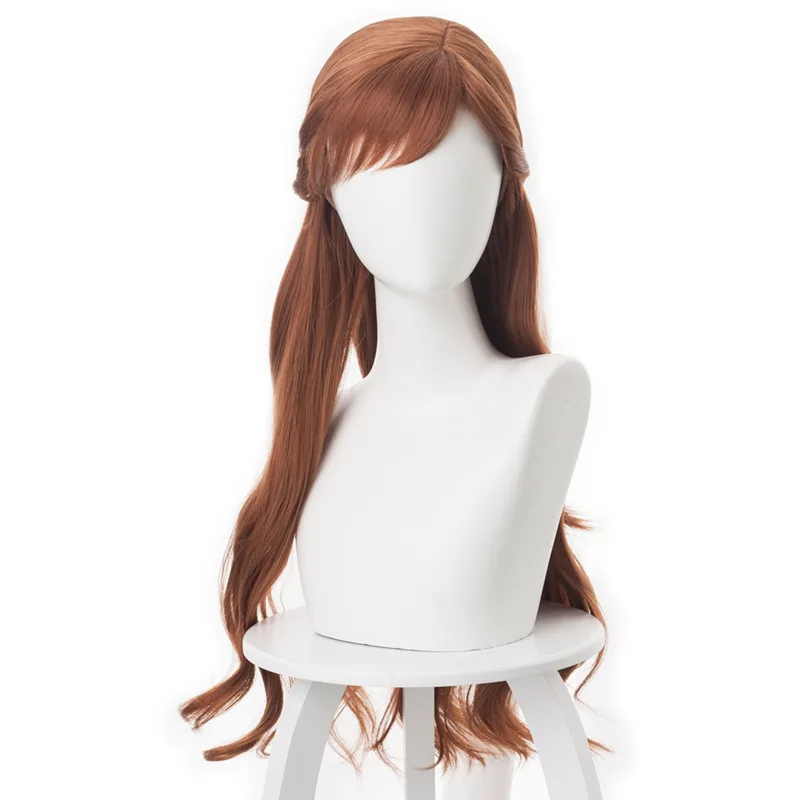 Замороженные Принцесса Анна коричневый синтетический термостойкий парик волос Хеллоуин костюм Косплэй парик+ парик Кепки