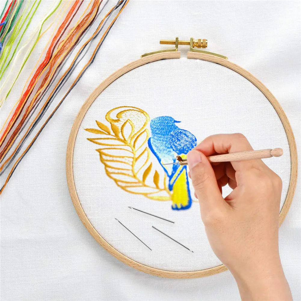 

Tambour Hook with 3 Needles Kit 70/100/120 Embroidery Beading Crochet DIY Kit Wooden Handle Metal Crochet Hook Embroidery Tools