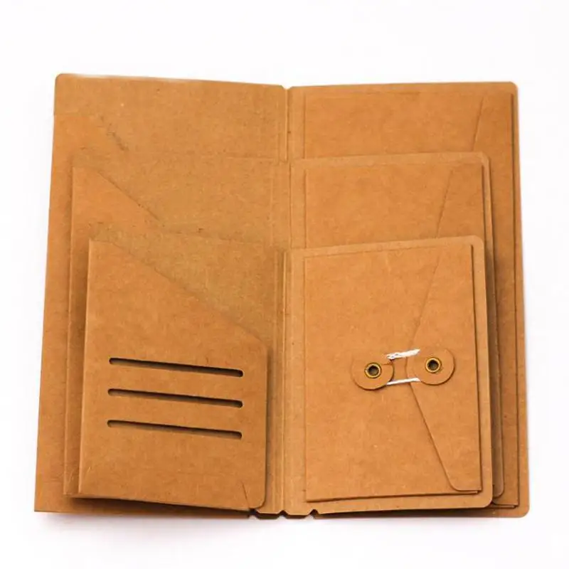 

1 Pcs Kraft For Travel Journal Notebook Office Retro Vintage Card Organizer Standard Passport File Pocket Holder