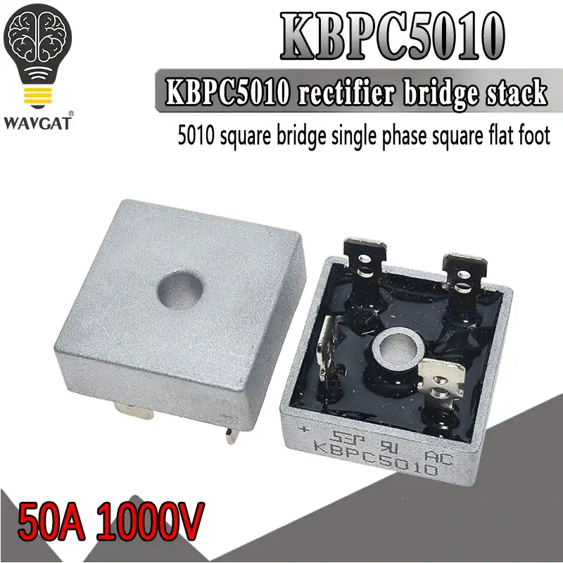 10pcs KBPC5010 50A 1000V Single Phase Diode Full Bridge Rectifiers High-Power Metal Case Current Conversion Module