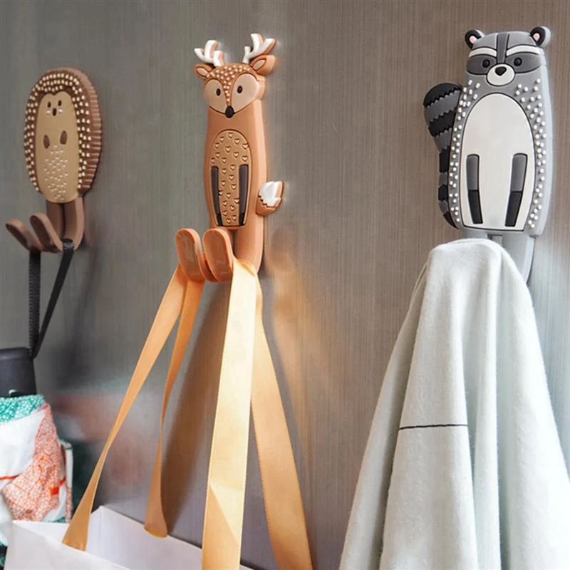 

Unique Multifunctional Cute Animals Magnetic Hooks Removable Decorative Fridge Sticker Refrigerator Message Magnet Key HolderH
