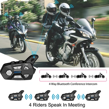 

2PCS Motorcycle Intercome 4 Riders talking Same Time Helmet Headsets Bluetooth Intercom For Motorcycle FM Intercom Motorcycle