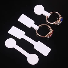 100 Pcs/Lot 1.3x5cm blanc papier blanc étiquette de prix étiquettes bijoux cartes d'affichage étiquettes anneau autocollant étiquettes volantes emballage