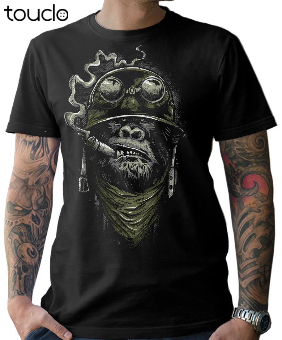 Biker T-Shirt-Gorilla Monkey Motorcycle Chopper Bobber Old School Men'S Men 2019 New Short Sleeve Cotton Print Plain T Shirts | Мужская