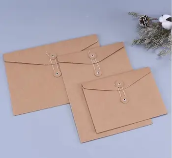 

Brown Kraft Paper A5/A4 Document Holder File Storage Bag Pocket Envelope Blank with Storage String Lock Office Supply Pouch