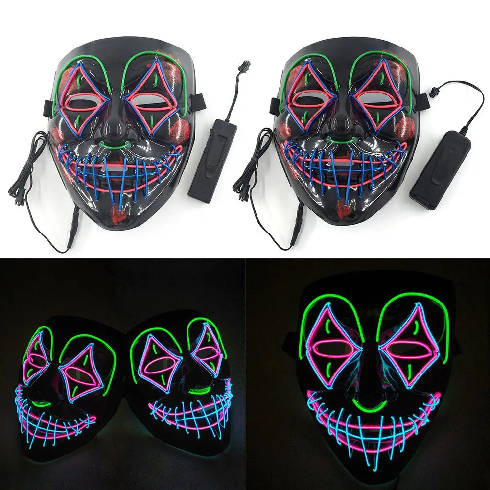 EL wire маска мигающий Косплей светодиодный светящийся костюм маска Анонимус для светящихся танцевальных масок Хэллоуин украшения