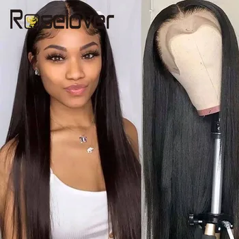 

T-part Straight Lace Front Human Hair Wigs 180% Density Brazilian Human Hair For Black Women Transparent 13x6 Lace Front Wig