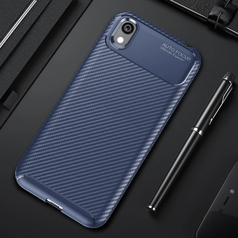 Для Honor 8 S чехол роскошный чехол из углеродного волокна противоударный чехол для телефона для huawei Honor 8 S 8 S чехол 360 полная защита тонкий бампер - Цвет: Синий