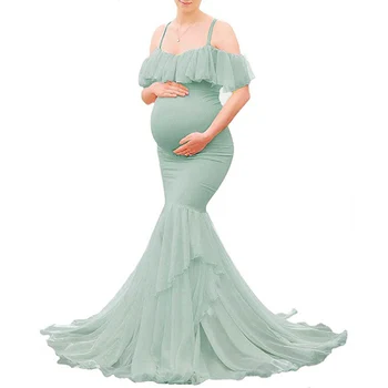 Vestido de sirena para embarazo, accesorios de fotografía, vestidos Maxi, ropa de maternidad para embarazadas, Vestido de premamá D30