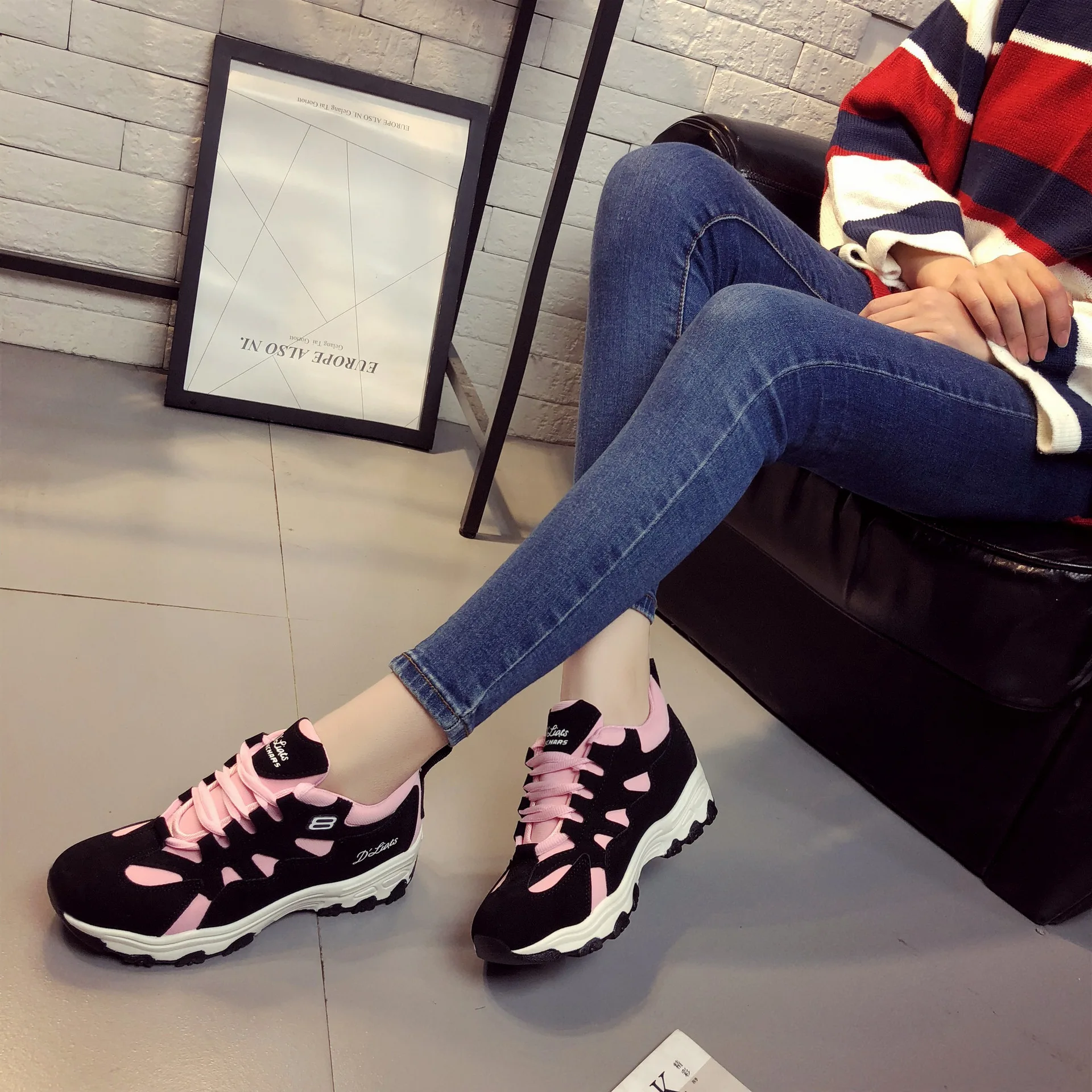 WDHKUN Spring Women Shoes New Fashion white Black Platform Sneakers Women Casual Shoes Harajuku Basket Femme Tenis Feminino