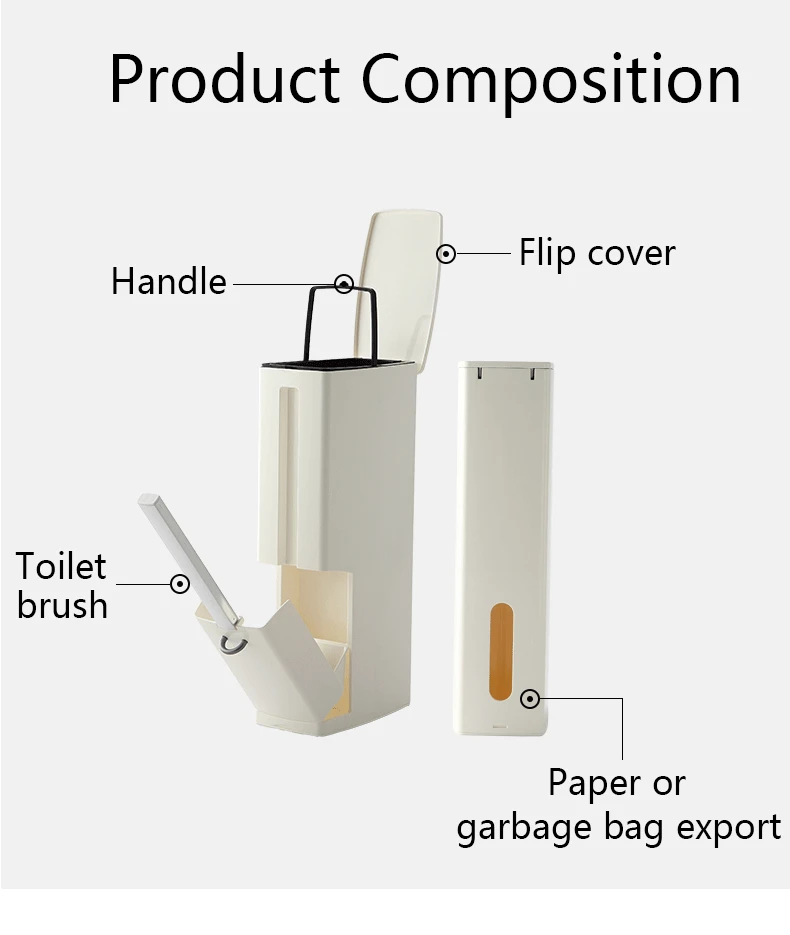 Узкая ванная комната мусорное ведро набор с туалетной щеткой мусорное ведро мешок для мусора диспенсер 3 в 1