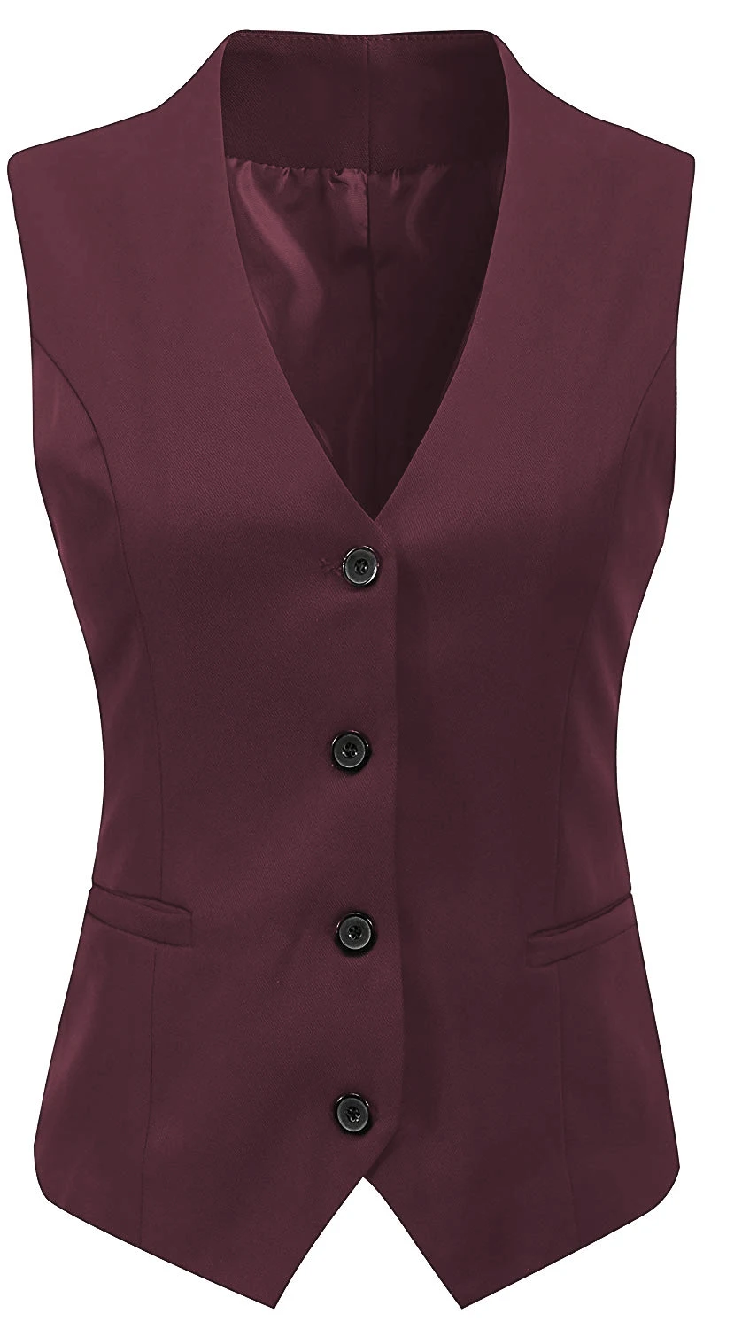 Women's Formal 4 Button V-Neck Business Dress Suit Vest Waistcoat Жилет женский 3