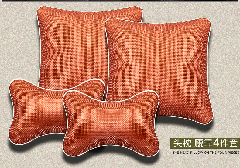 Car Pillow Four-piece Set 4-Car Pillow Blanket Dual Purpose Cushion Car Headrest Neck Support Pillow Waist Back Cushion Tournure