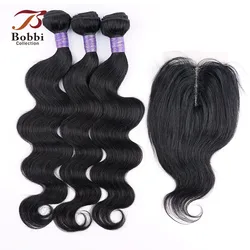 3 Bundles with Lace Closure 200g/set Body Wave Hair Weave Ombre Black Brown Blonde 12-22 inch Remy Human Hair Bobbi Collection