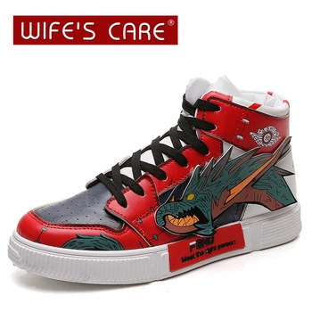 

2020 Cartoon Animation High Top Couple Casual Shoes Hip-Hop Breathable Cartoon Mens Sneakers High Top Unisex Vulcanized Shoes