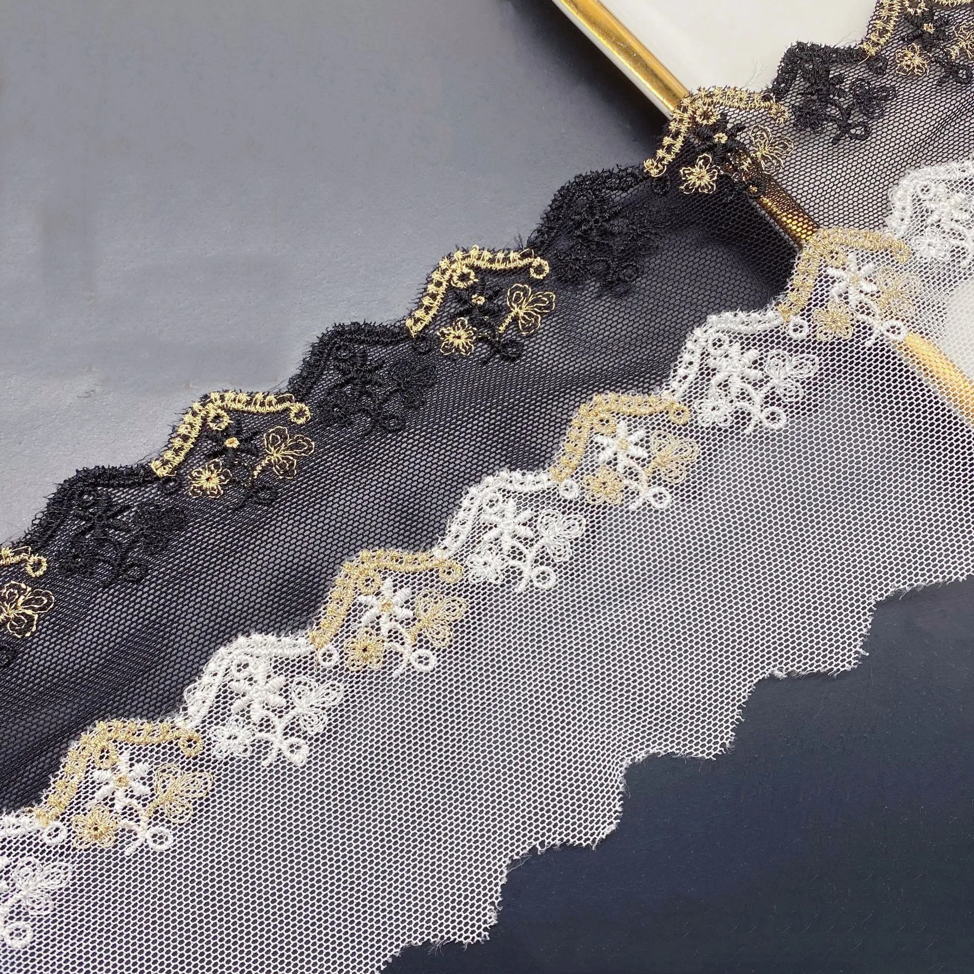 

5Yards Mesh Golden Flower Lace Trim For Knitting Wedding Embroidered Ribbon DIY Handmade Patchwork Sewing Supplies Crafts