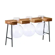 Творческий кованого железа гидропоники ваза маленькая свежая гостиная украшение Цветочная композиция стекло прозрачная маленькая колба