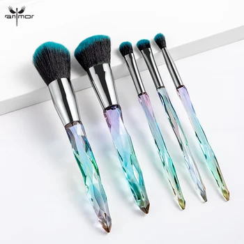 

Anmor 5Pcs Makeup Brush Set Professional Soft Synthetic Hair Powder Blush Concealer Eyeshadow Blending Crystal Make Up Brushes
