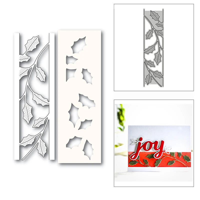 New Holly Leaves Border Stencil 2020 Metal Cutting Dies for DIY Scrapbooking and Card Making Decorative Embossing Craft No Stamp | Дом и сад