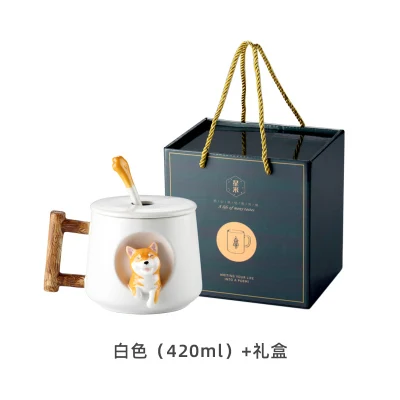 C Gift box OUSSIRRO INS Шиба ину Акита собака 420 мл кофе чай кружки чашки Северной Европы стиль моды дизайн - Цвет: C Gift box
