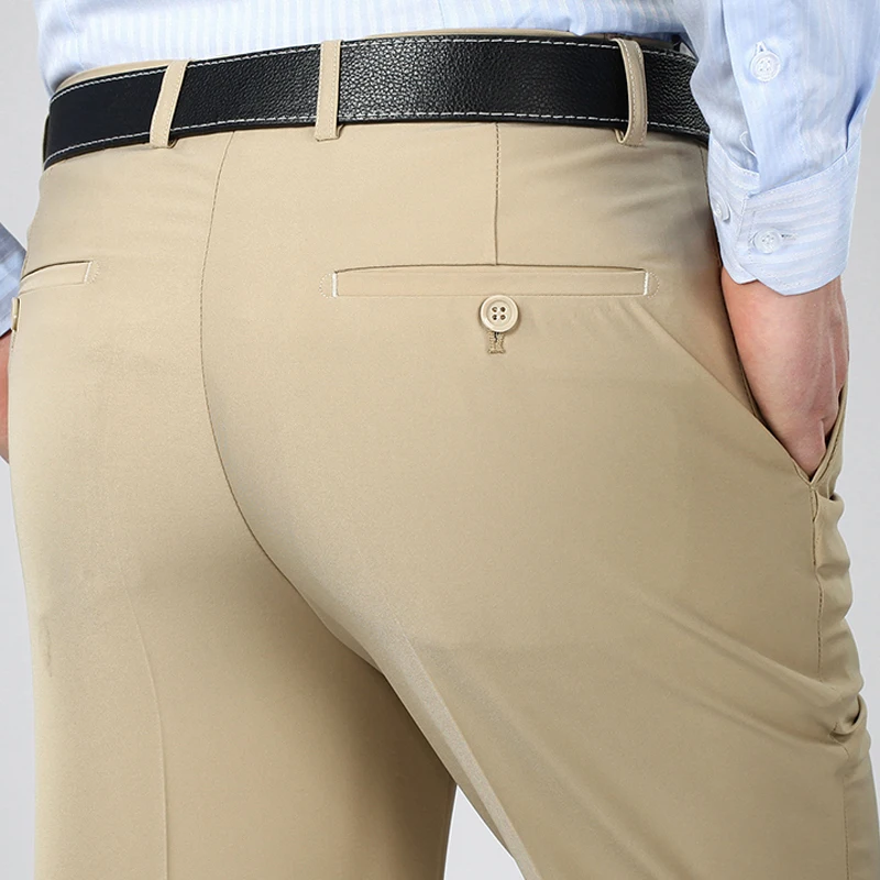 

Suit Pants Mens Silk Dress Pants High Quality Straight Long Trousers Men's Suit Pants Anti wrinkle 44 42 40 Business Dress Pants
