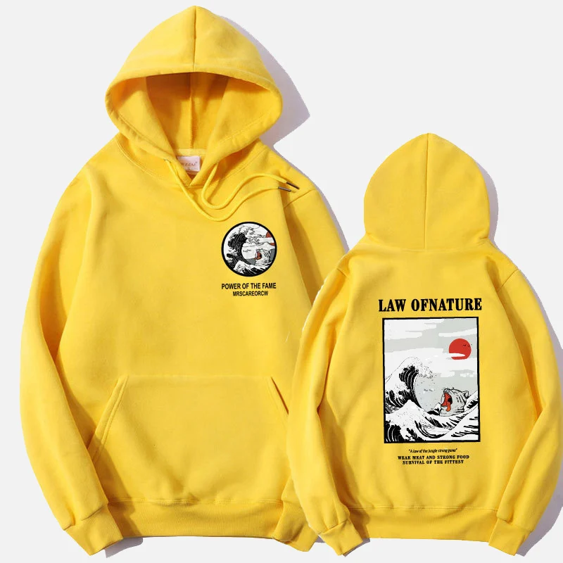 Najtaniej Jesień japoński drukuj bluzy męskie moda uliczna z kapturem Funny Cat Wave aksamitna bluza męska 2019 Winter Casual Unisex czarna bluza