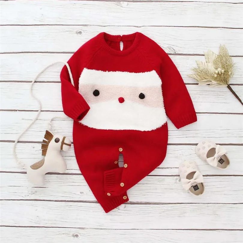 

Baby Romper Christmas Newborn Knitted Baby Clothes Xmas Baby Boy Clothes Santa Claus Baby Costume Toddler Jumpsuit Girl Romper