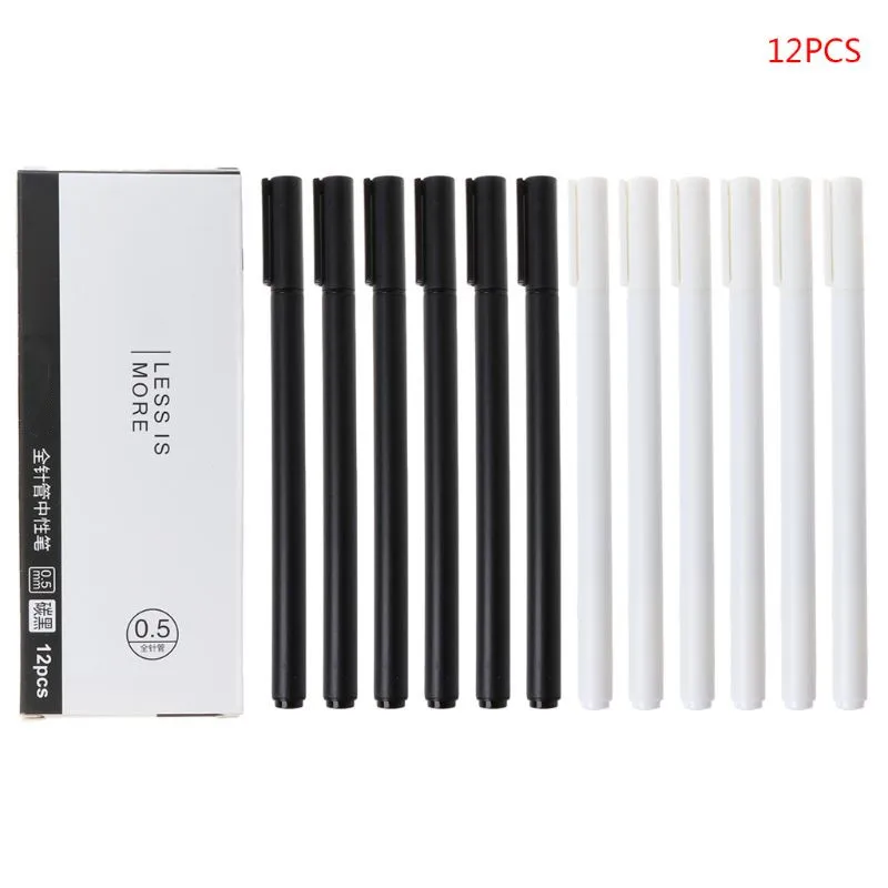

12pcs/pack 0.5 mm Less is More Series Gel Pens Black Ink Pen School Stationery Students Writing Tool Office Supply