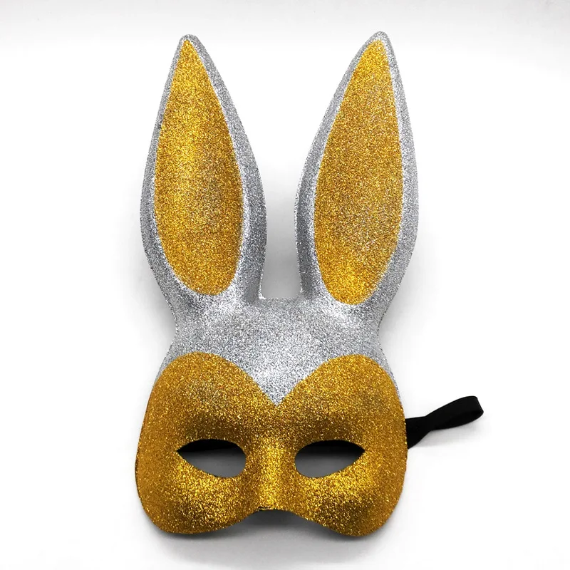 Костюм-реквизит на Хэллоуин Laidy Bunny Ears-Mask сексуальная девушка уши кролика Блестящий Золотой Синий Фиолетовый маскарадные маски для костюмированной вечеринки - Цвет: Золотой