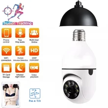 HD 1080P 360° Rotate Auto Tracking Panoramic Camera Light Bulb Wireless Wifi PTZ IP Camera Remote Viewing Security Surveillance