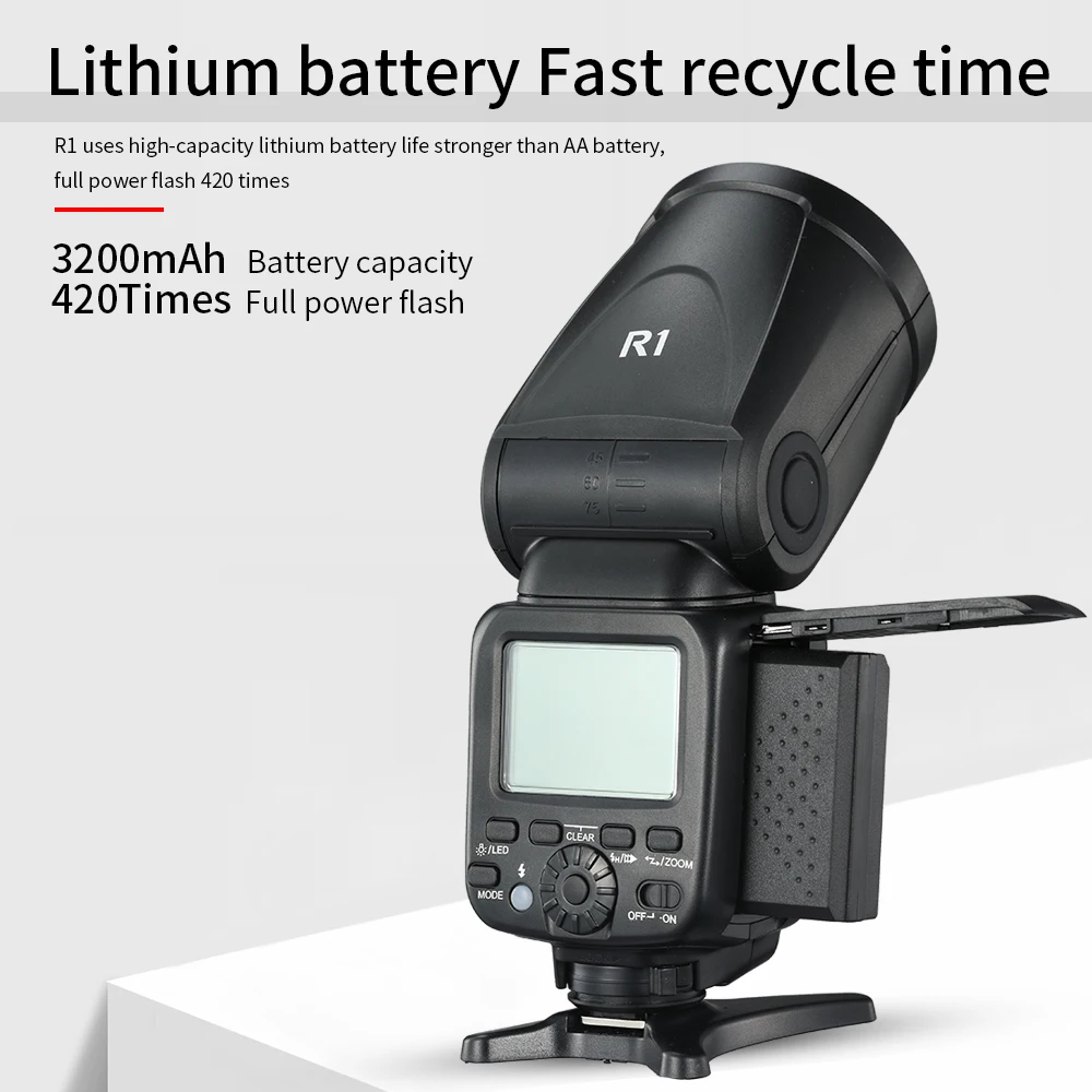 TRIOPO R1 Round Head on-camera Flash 2.4G X Wireless TTL HSS 76Ws Speedlight Flash with Li-Battery for Canon Nikon TRIOPO R1 Round Head on-camera Flash 2.4G X Wireless TTL HSS 76Ws Speedlight Flash with Li-Battery for Canon Nikon