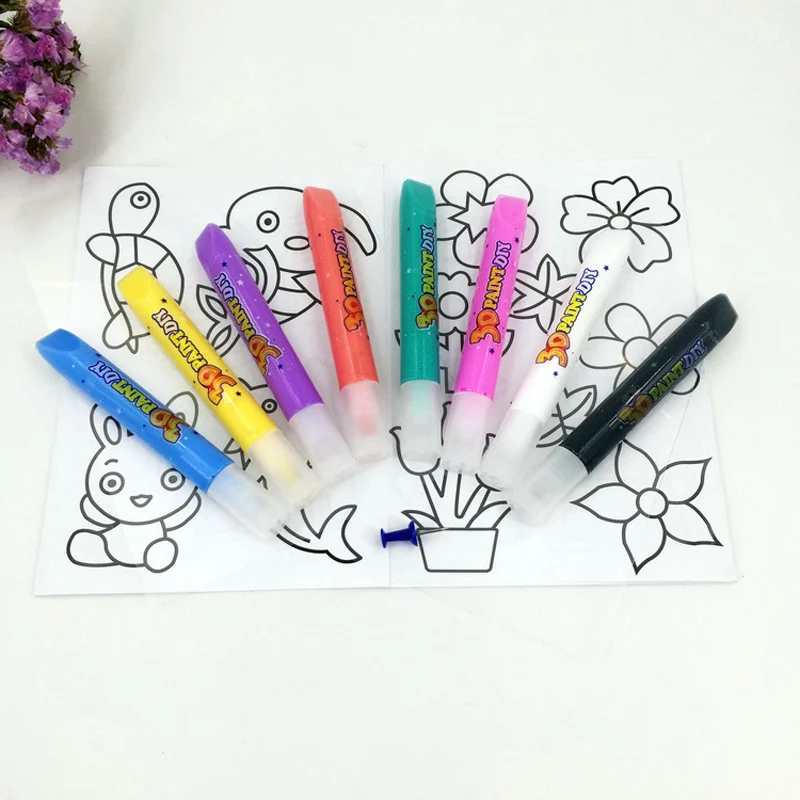 Детские 3D наклейки маркеры для рисования стеклянные клеевые игрушки креативные