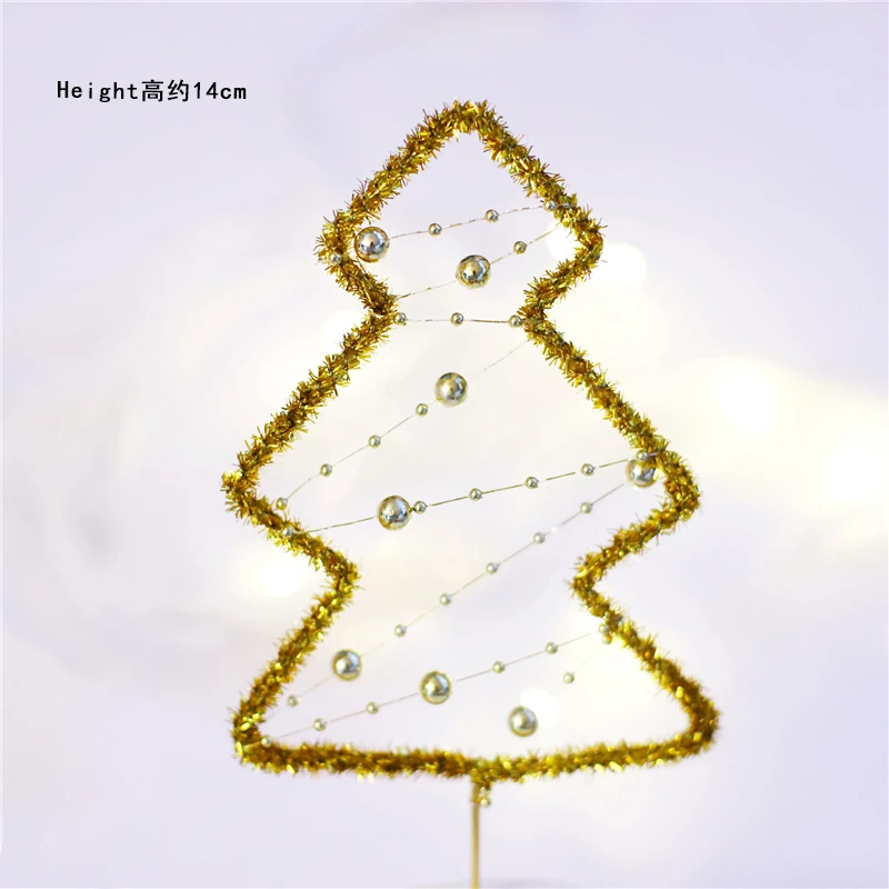 Gold tree Золотые рога веселая Рождественская красная шляпа деревья торт Топпер для детского душа день рождения украшения принадлежности для выпечки ребенок Любовь Подарки - Цвет: Gold tree