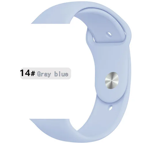 gray blue 14 Силиконовый ремешок для apple watch band apple watch 5 4 3 band 44 мм/40 мм iwatch band 5 42 мм 38 мм correa браслет аксессуары для часов - Цвет ремешка: gray blue 14