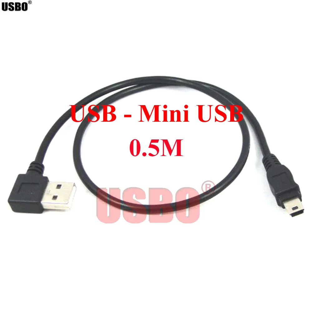Высокое качество локоть черный 0,5 м 1,8 м 3,0 м 5,0 м USB 2,0 USB-A штекер мини-USB мужской удлинитель кабель для зарядного устройства