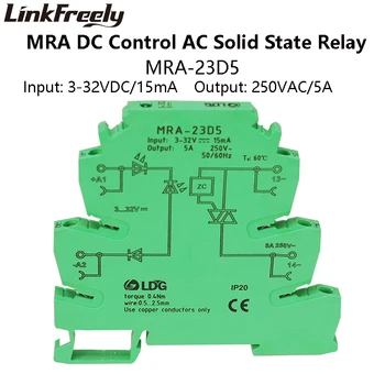 

MRA-23D5 5A Smart Ultra-thin SSR Interface Solid State Relay DC AC Input: 3V 5V 12V 24VDC PLC Voltage Relay Module Control Board