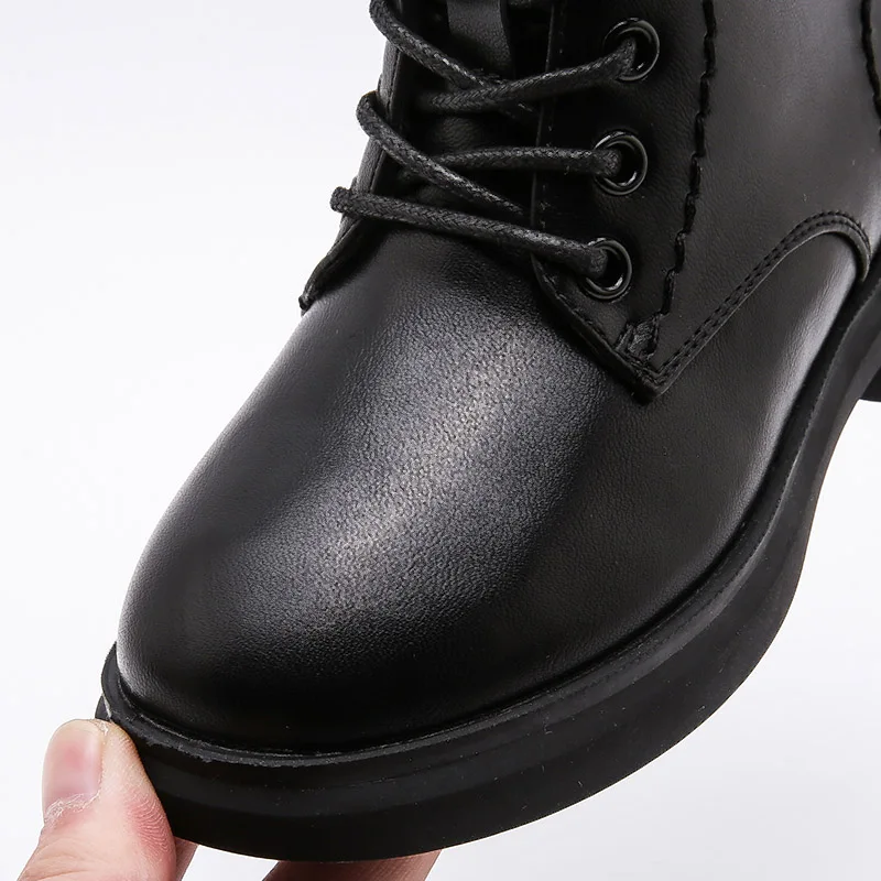 Kids Boots Kids New Winter Baby Boys Brand Short Boots Children Pu Leather Warm Shoes Girls Fashion Ankle Boots Black