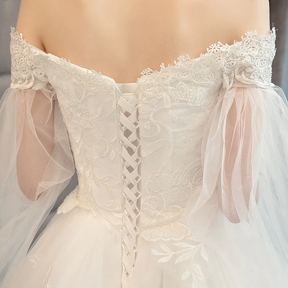 Халат Mariage Femme на заказ с коротким рукавом и аппликацией из тюля, а-силуэт, свадебные платья, большие размеры, Китай онлайн магазин