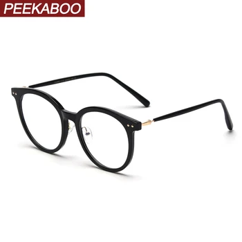 

Peekaboo tr90 blue light filter glasses for women big transparent retro prescription eyeglasses round male rivet fashion style