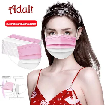 

10/80pcs Color Patch Disposable Non-woven 3-layer Face Mask Breathable Mask With Elastic Earband Breathable Adult Mouth Masks