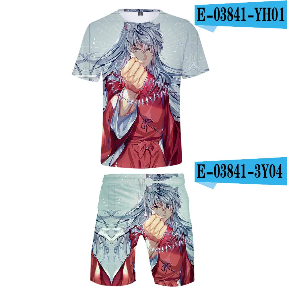 Inuyasha 3D стиль дизайн аниме Мужской комплект из двух предметов удобный и повседневный мотор бег - Цвет: E03841