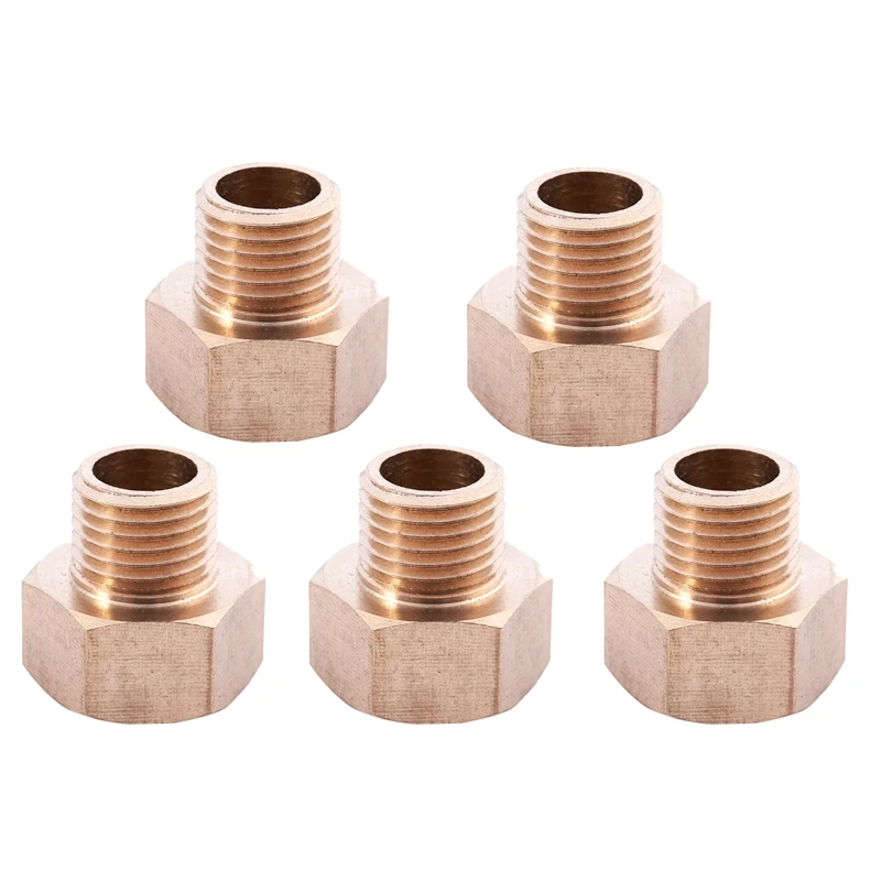 3/8BSP x 1/4BSP M/F Threaded Hex Head Brass Pipe Reducer Bushing 5pcs