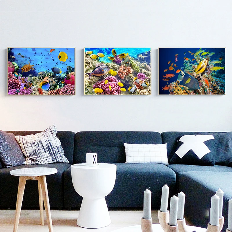 Underwater World Shark Shell Canvas Painting Wall Art Posters for Living Room Home Decoration Paintings | Дом и сад