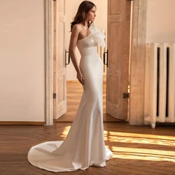 Ivory Mermaid Bridal Gowns for Ladies Floor-Length Court Train Sheath Wedding Dresses with High Quality Satin свадебное платье