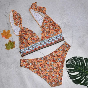 

Know Dream 2020 New Swimwear Ladies Swimsuit Printed Sexy Bikini Split Bikini Set Wrap Dresses Dress Smell Crochet Bikini Sexy